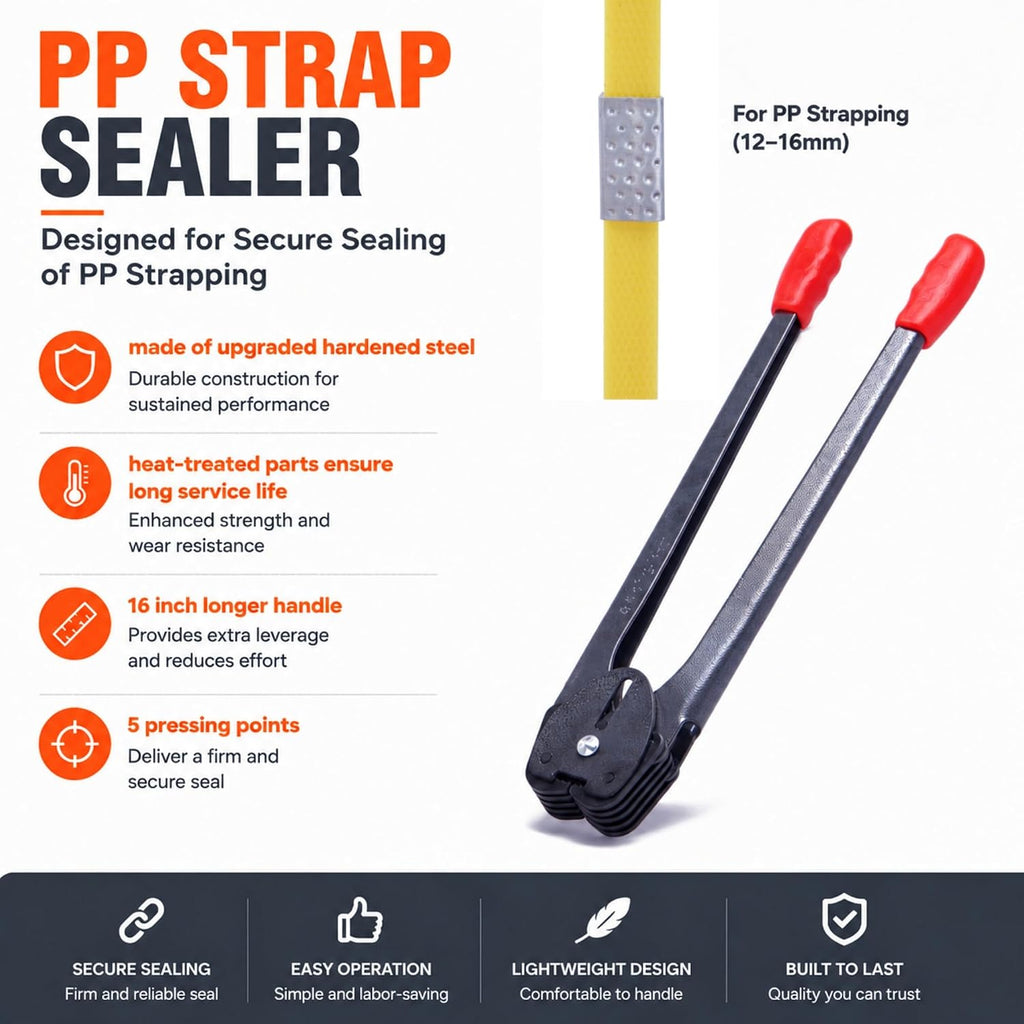 All-in-One Banding Strapping Kit with Poly Strapping Tensioner, 3200" PP Band, 100 Metal Seals, and Sealer Tools |