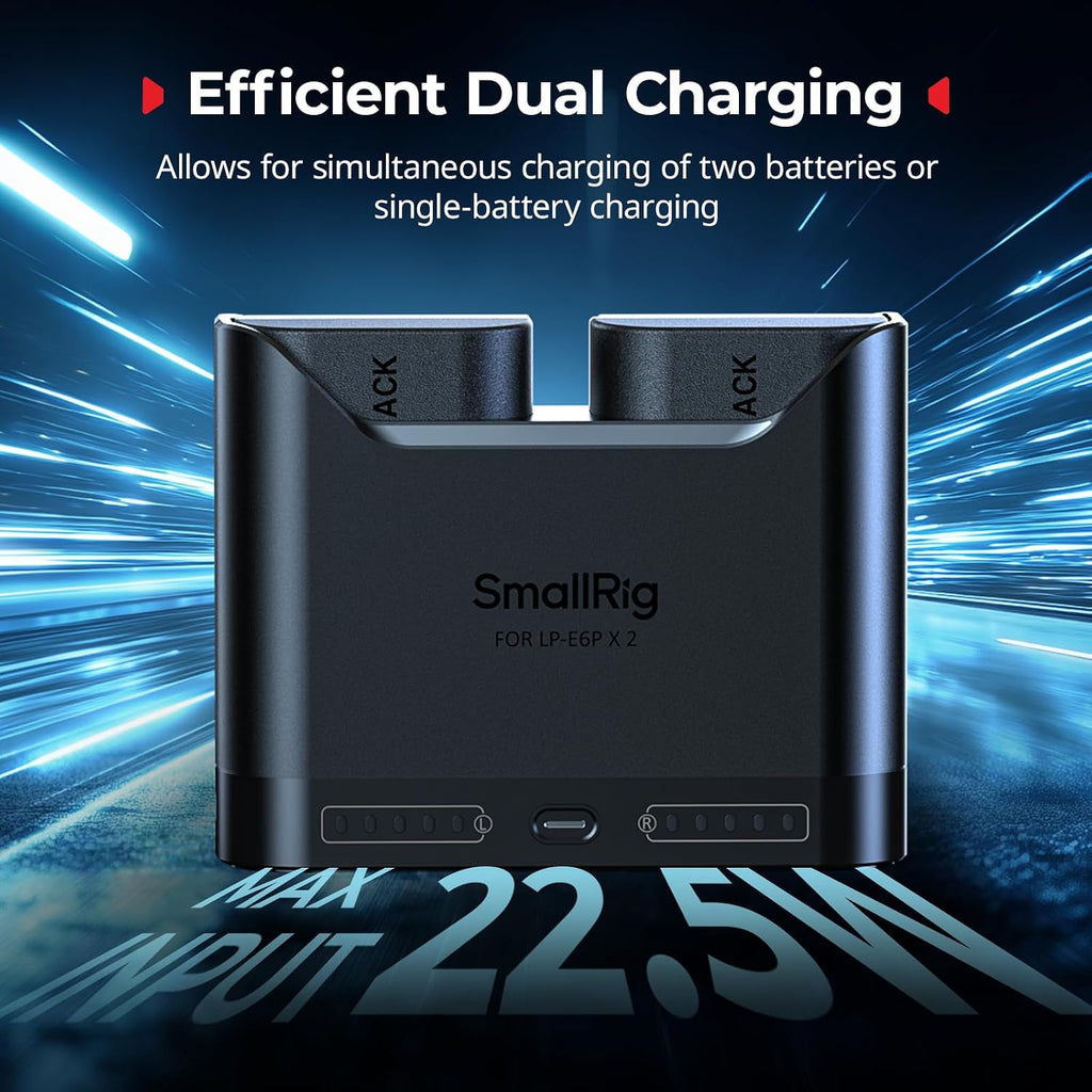 LP-E6NH Battery Set for Canon, 22.5W Dual Slot 2H Fast Charge | USB-C Charger with 1940mAh Batteries, for Canon EOS