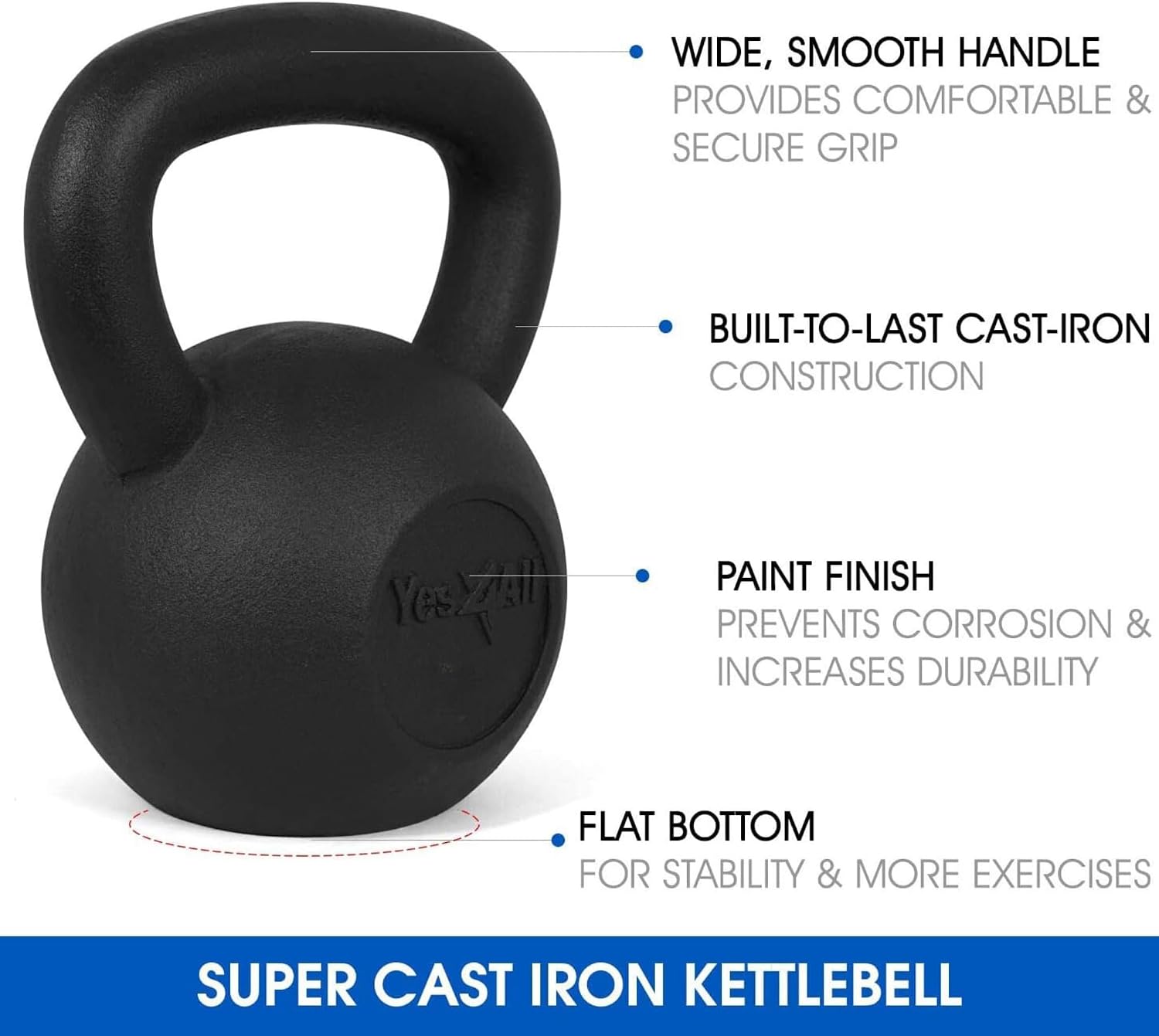 Kettlebell Sets, 5 - 10 - 15 - 20 - 25 - 30 LB Cast Iron Strength Training Kettlebells, Wide Handles & Flat Bottom