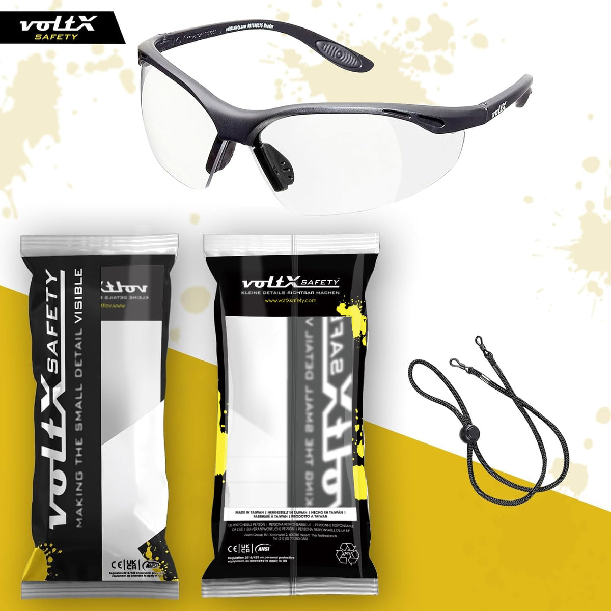 CONSTRUCTOR Clear Full Lens Reading Safety Glasses +2.0 Dioptre
