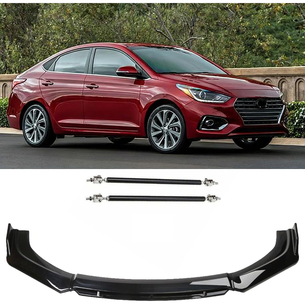 for Hyundai Sonata Veloster Elantra Accent Venue Car Universal Adjustable Front Bumper Lip Chin Spoiler Splitter 4PCS Diffuser Protector Black