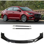 for Hyundai Sonata Veloster Elantra Accent Venue Car Universal Adjustable Front Bumper Lip Chin Spoiler Splitter 4PCS Diffuser Protector Black