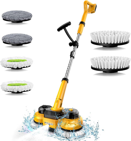 Cordless Electric Mop for Dewalt 20V Battery (NO Battery), 2 in 1 Spin Mop & Floor Scrubber Machine with LED Light &