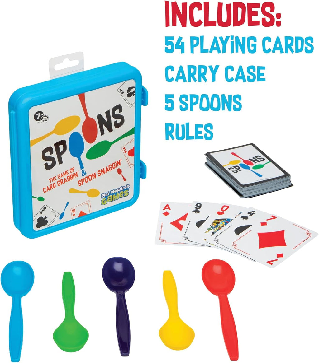 Spoons in a Case, Card Games for Kids - Spoons Game, Fun Family Games for Kids and Adults, Game Night, Travel Games