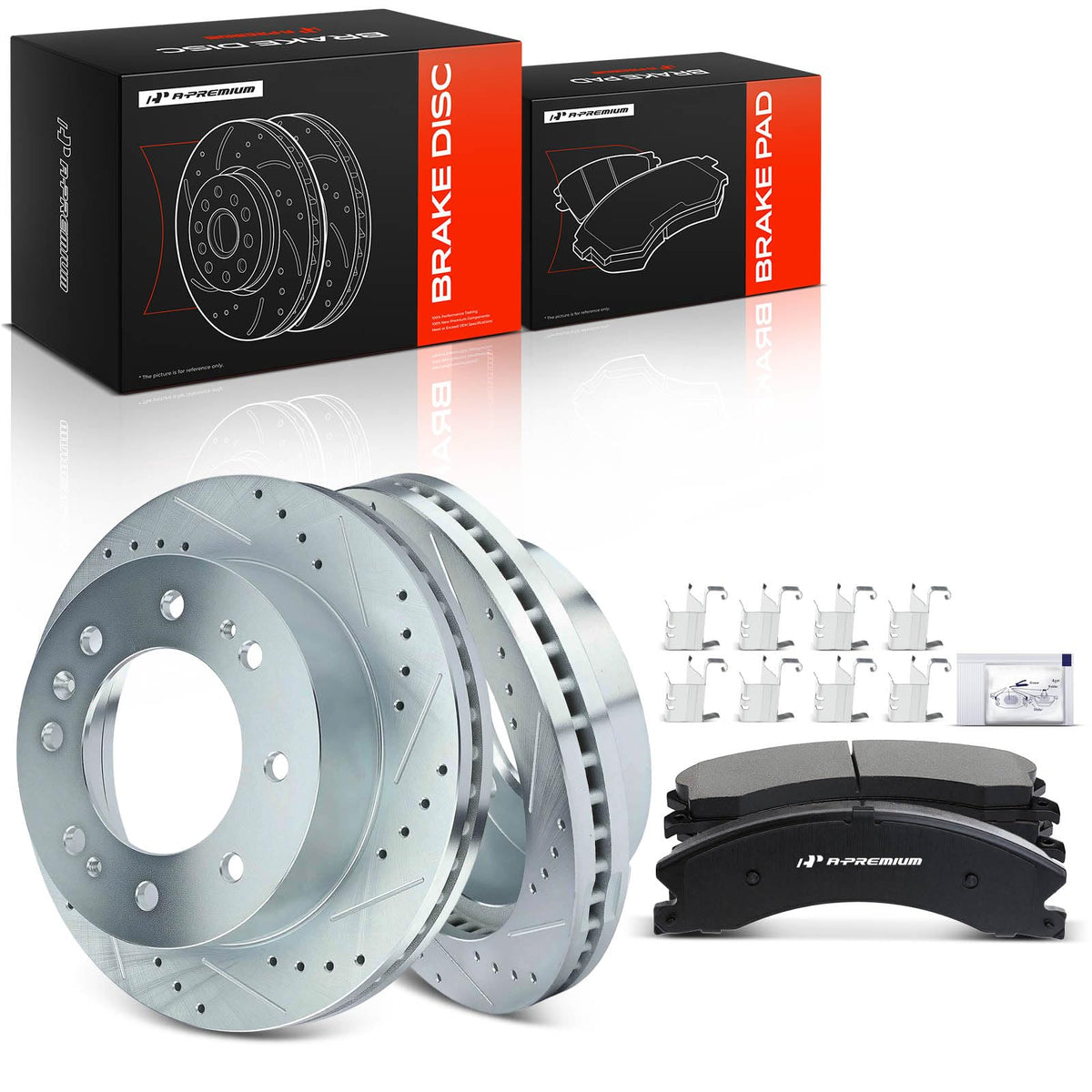 A-Premium 13.98 inch (355mm) Front Brake Rotors & Ceramic Pads Kit, 6-Pack