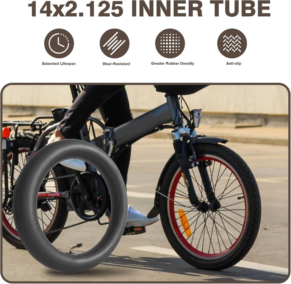 2 Pack 14x2.125 Bike Inner Tubes, 14 Inch Replacement Tire