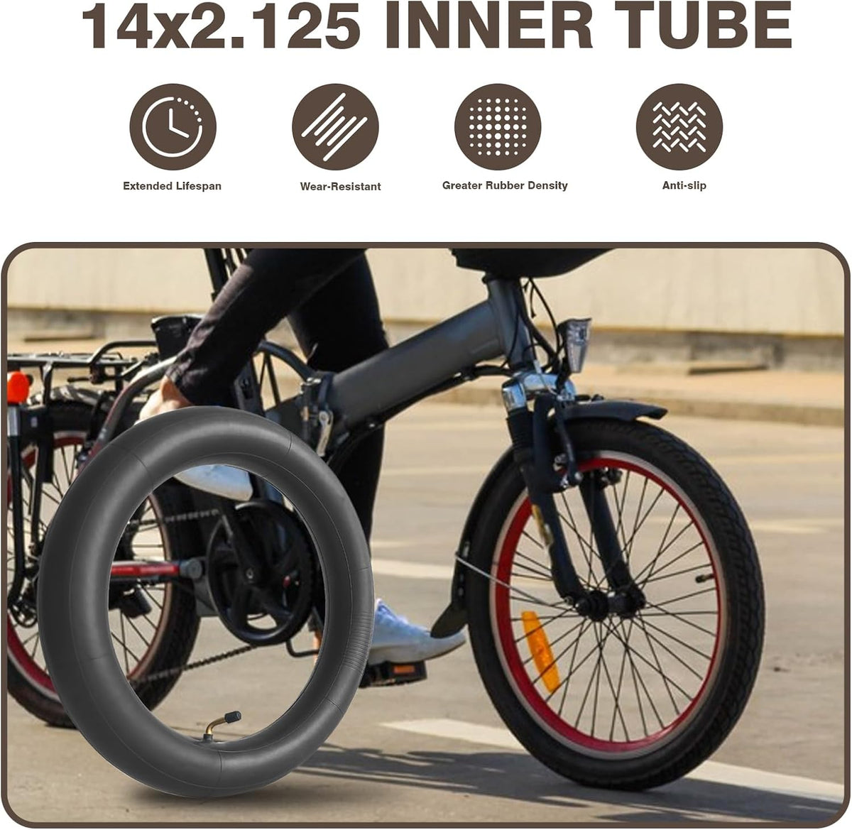 2 Pack 14x2.125 Bike Inner Tubes, 14 Inch Replacement Tire