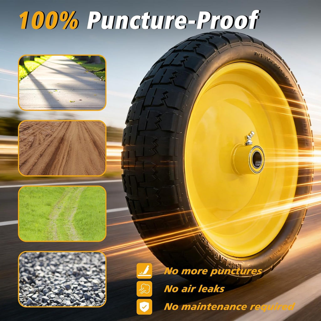 13 Inch 4.00-6 Flat Free Tire and Wheel Replacement for Gorilla Cart with 5/8" & extra 3/4" Bearings, 4.00-6