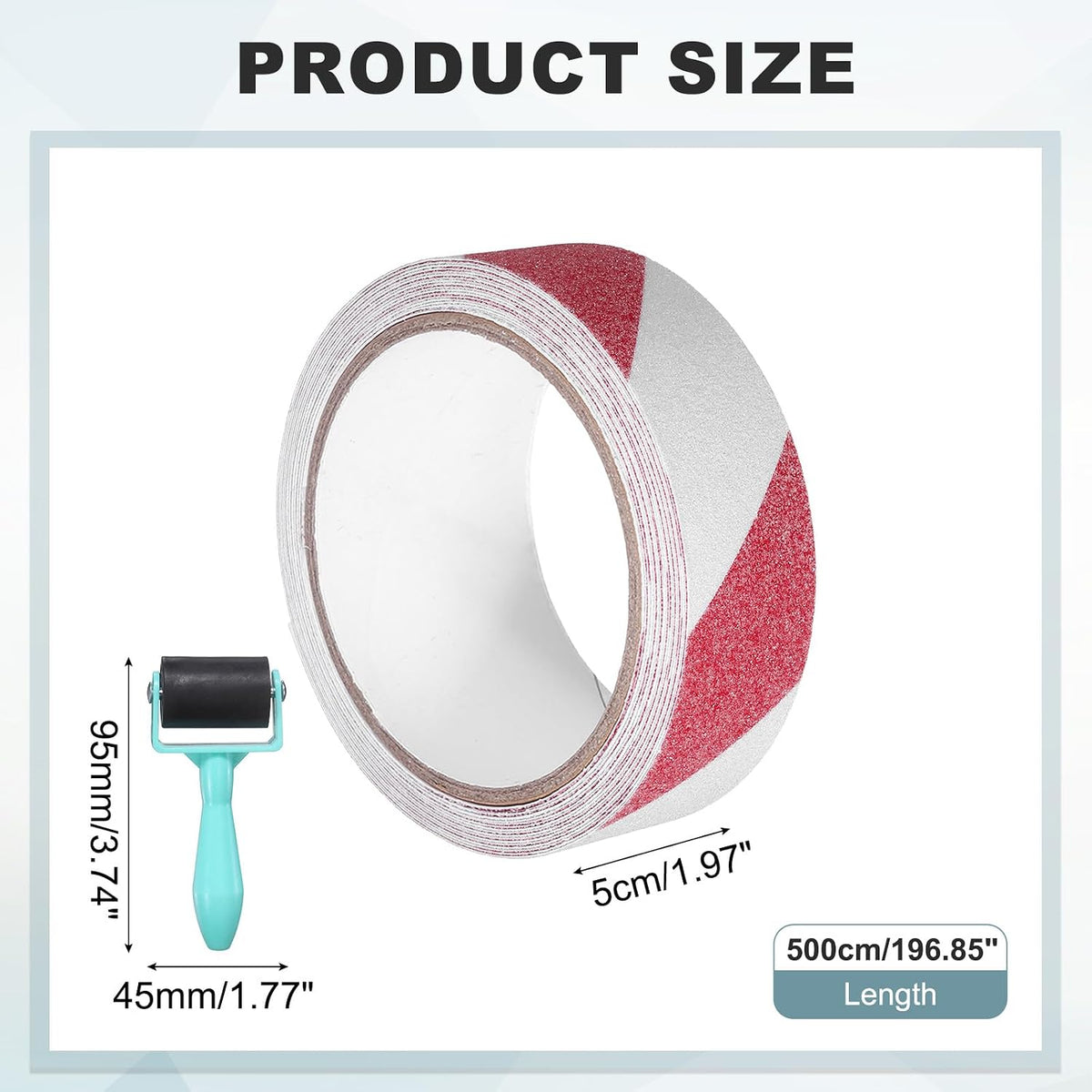 Anti-Slip Grip Tape,1.97"x16.4ft Traction Tape with Roller,Red-white
