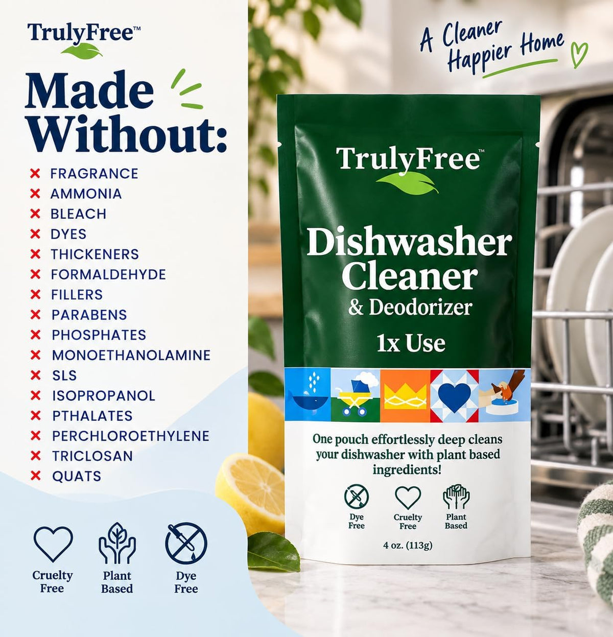 Plant Based Dishwasher Cleaner - Lemon - 4oz - Pack of 1