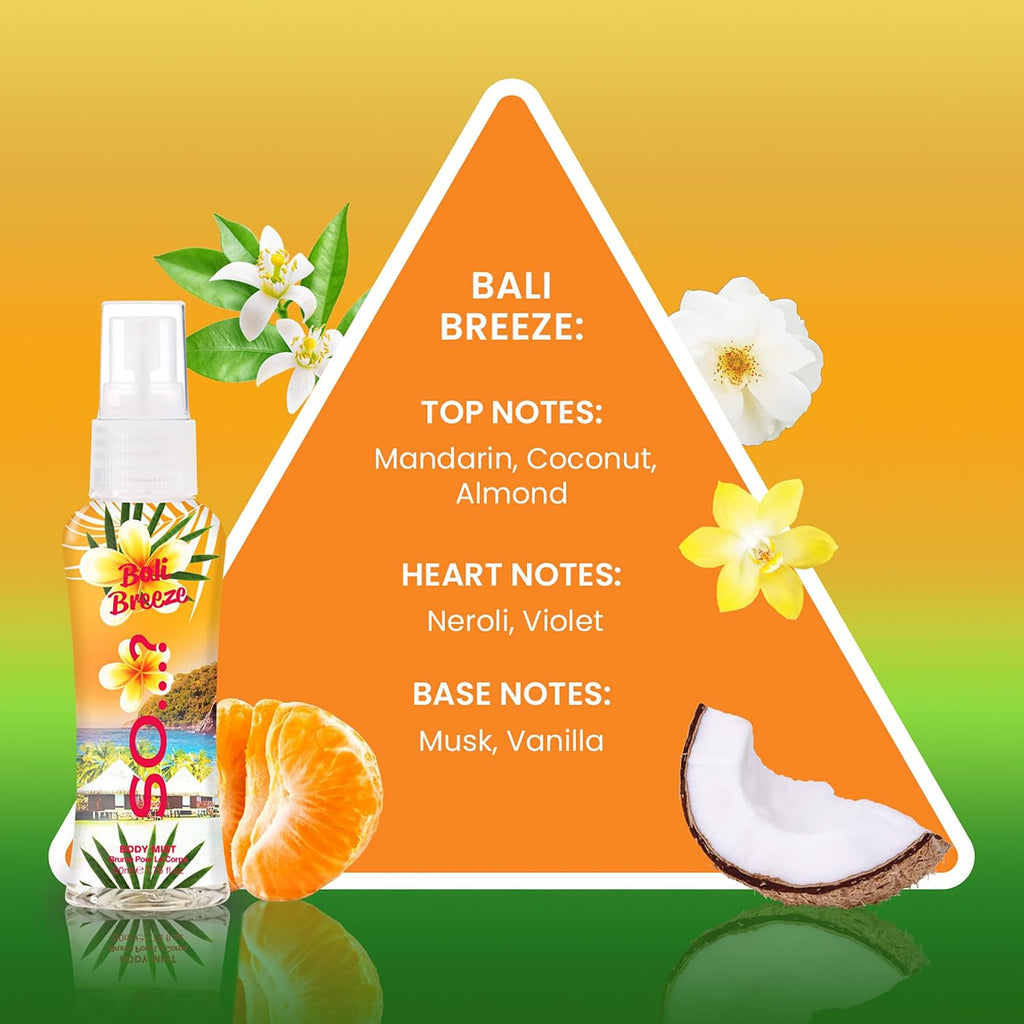Escapes Body Mist Set - Perfumes for Women - Everyday Body Spray for Women - Vegan, Cruelty Free Fragrances - Travel