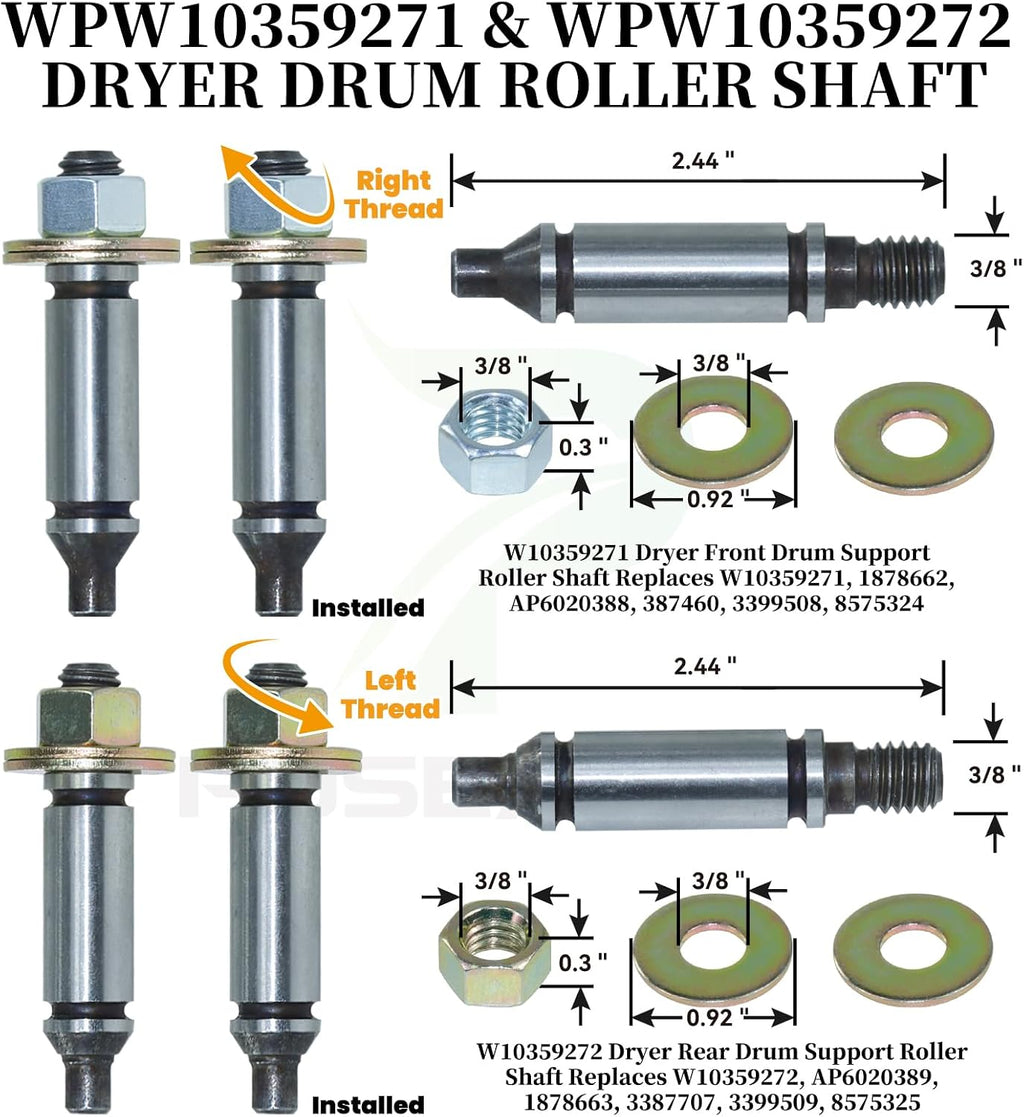 [Upgraded] 4392067 Dryer Repair Kit for Whirlpool Maytag Dryers | with WPW10314173 Drum Roller 279640 Dryer Idler
