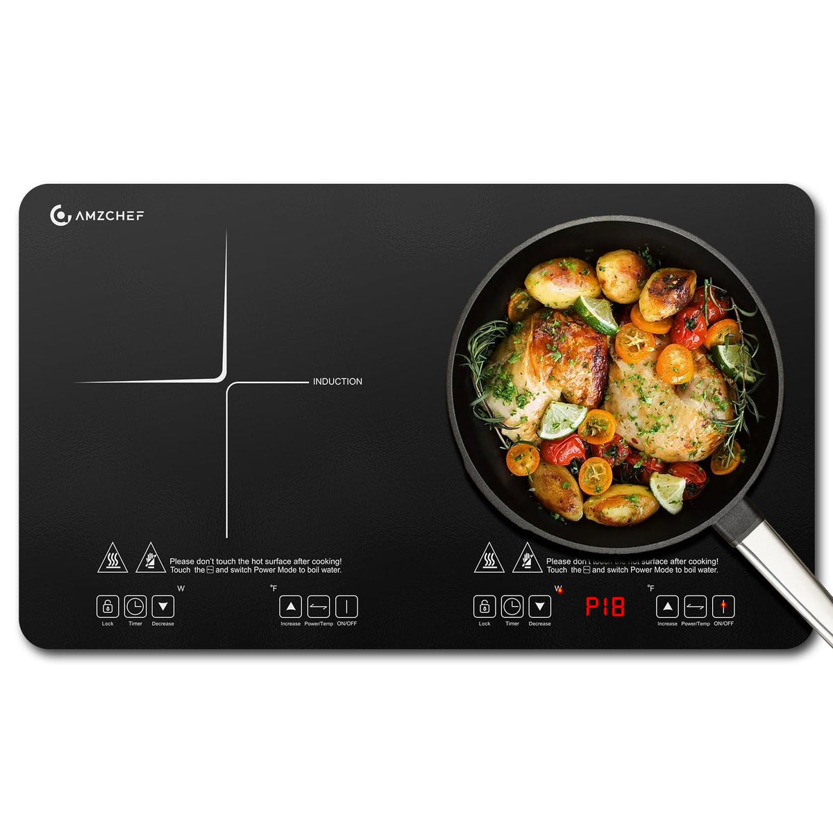 Double Induction Cooktop, 1800W 2 Burner, ETL Certified