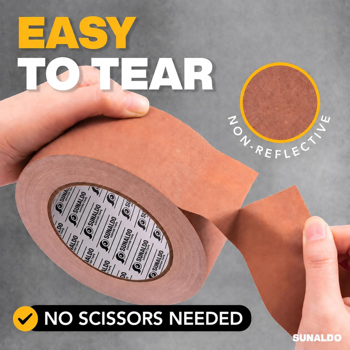 Gaffers Tape (2"x30 yards) Heavy Duty, Easy Rip, No Residue | Brown