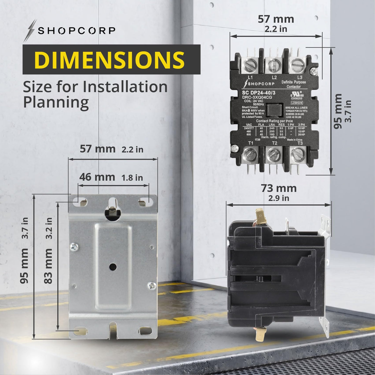 3 Pole 40 Amp AC Contactor, 24V Coil, UL Recognized, HVAC