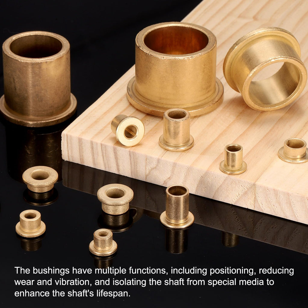 uxcell 12Pcs Flange Sleeve Bearings, 6mm Bore x 8mm OD x 4mm Length, Self-Lubricating Sintered Bronze Bushings