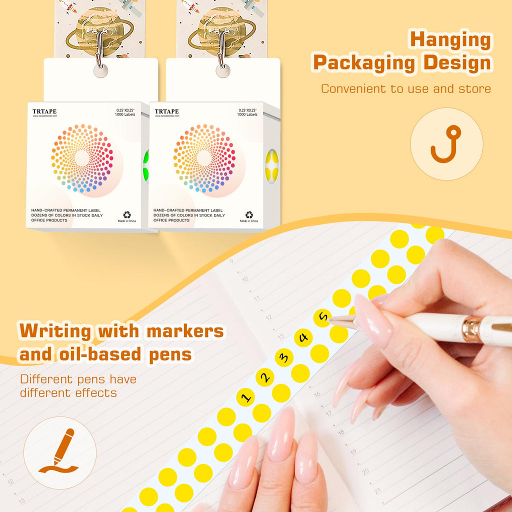 0.25 Inch Small Round Stickers Dot Stickers, 2000 PCS Color Dots