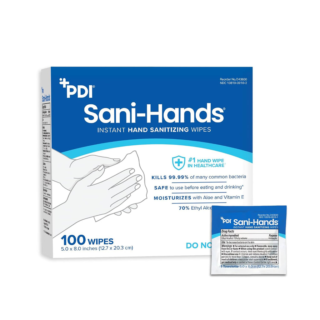 Sani-Hands Hand Sanitizer Wipes 100 Packets Per Box