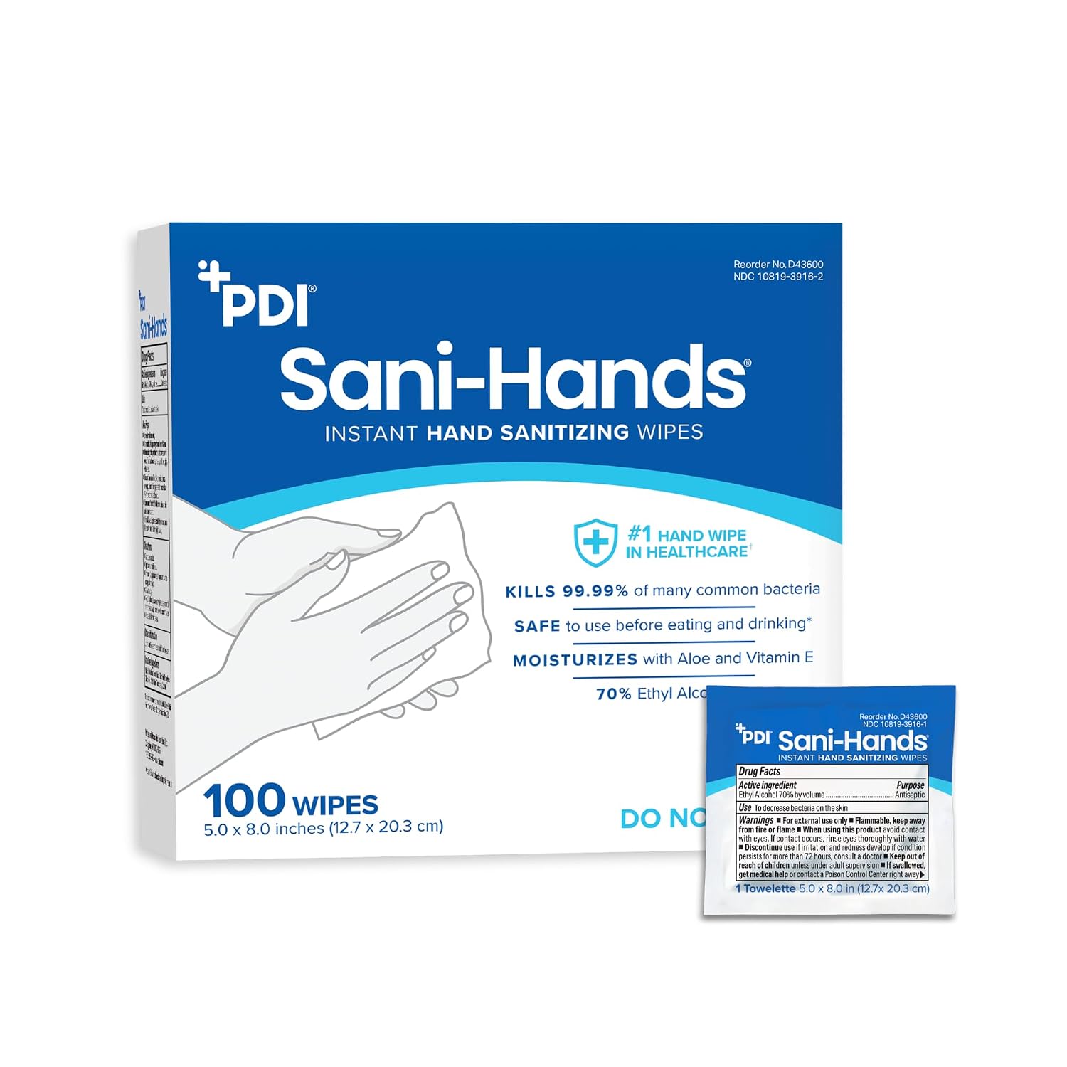 Sani-Hands Hand Sanitizer Wipes 100 Packets Per Box