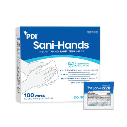 Sani-Hands Hand Sanitizer Wipes 100 Packets Per Box