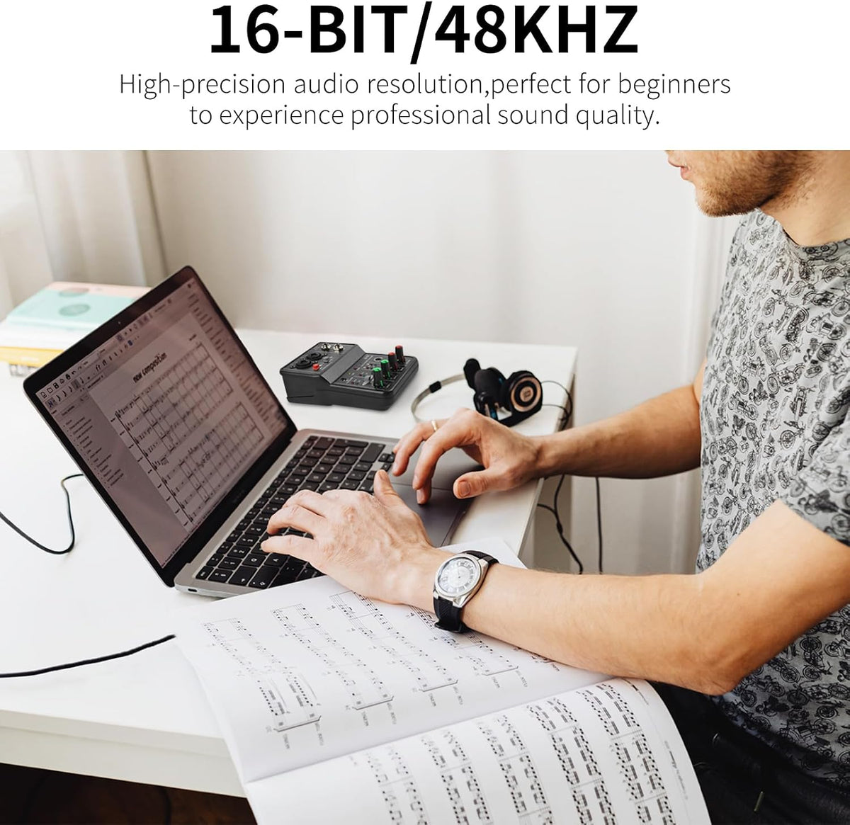 USB Audio Interface for PC,Interface for Recording Music Computer Recording Audio Interface XLR with 3.55m Microphone