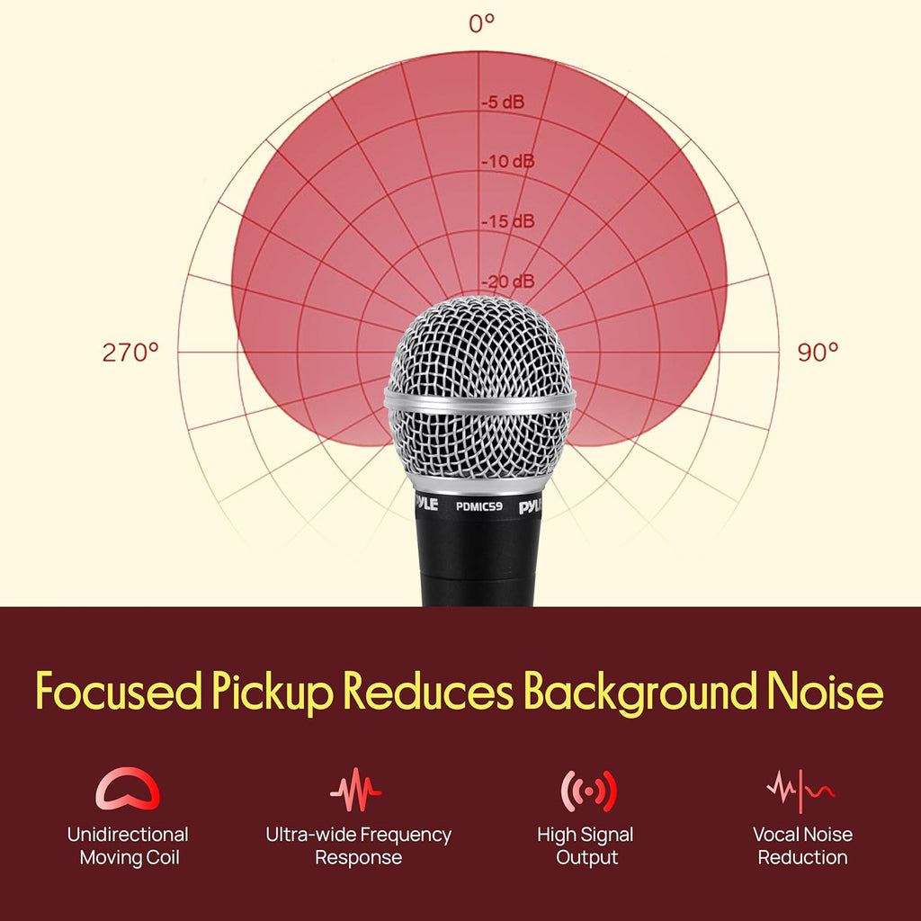 Professional Dynamic Vocal Microphone - Moving Coil Dynamic Cardioid Unidirectional Handheld Microphone with ON/OFF