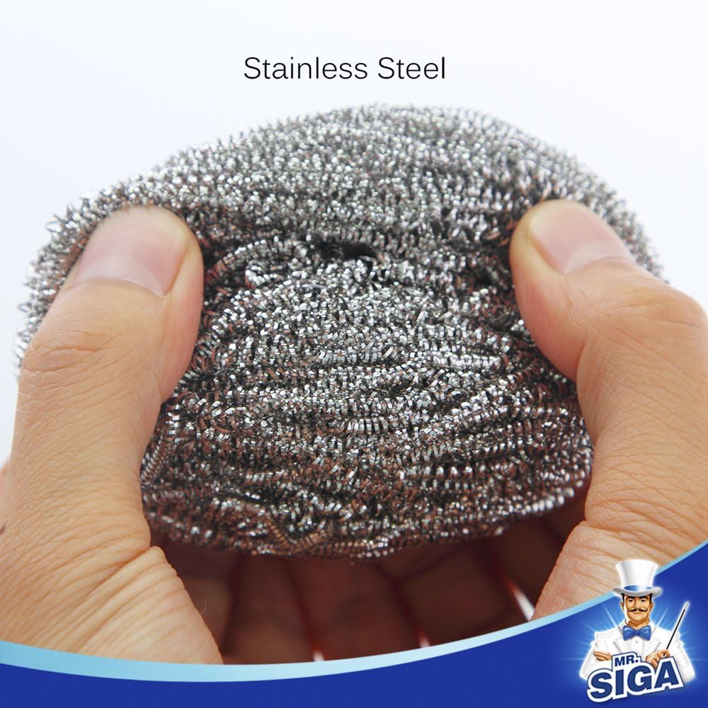 Stainless Steel Scourer, Steel Wool Scrubbers, Pack of 6