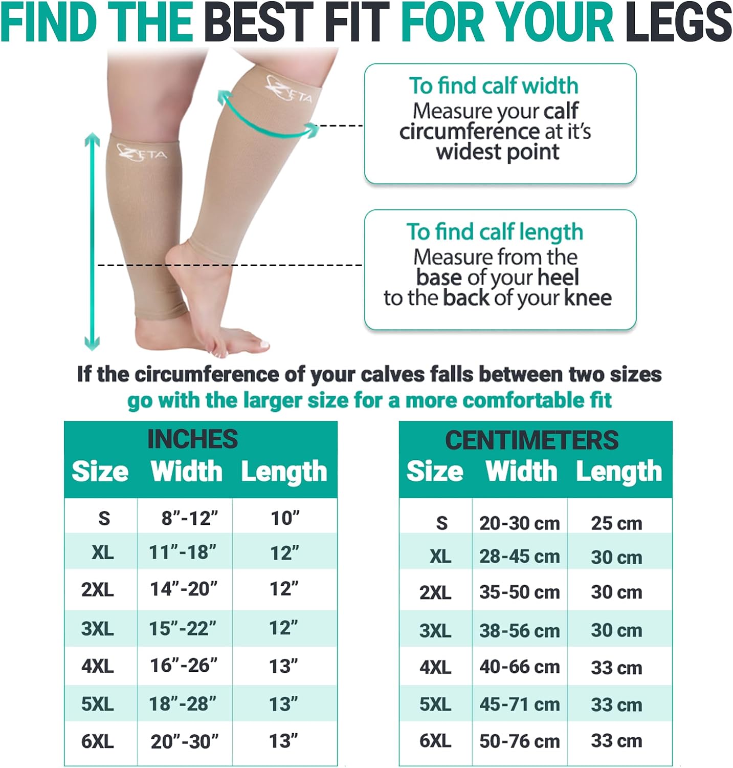 Plus Size Calf Compression Sleeves for Women and Men, Wide Calf Footless 15-19 mmHg, 2XL-6XL
