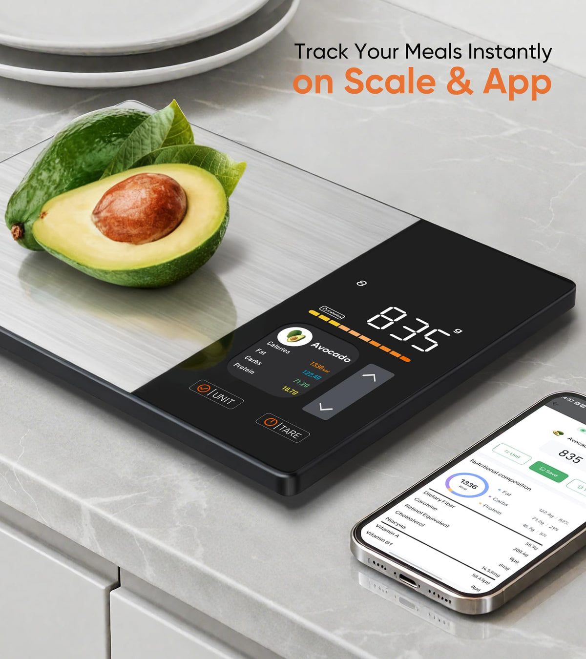 Food Scale with Nutritional Calculator, TFT Display, Track 23 Nutrients