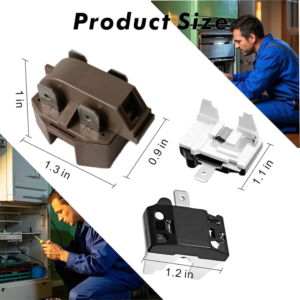 Compressor Start Relay and Overload Protector Kit for Refrigerator Freezer, Compatible with Frigidaire, Gibson, GE