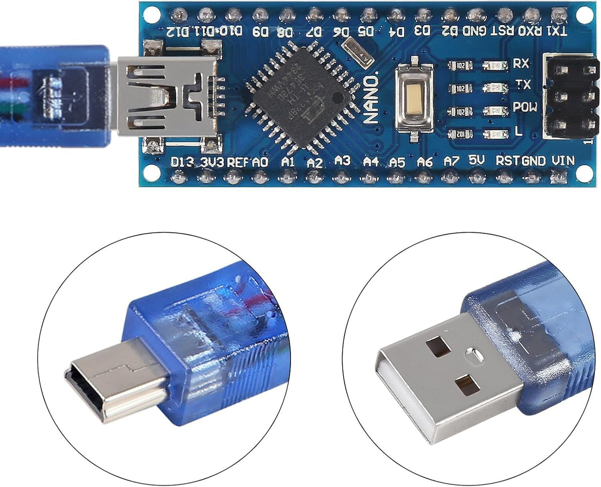 1 Set Mini for Nano V3.0 ATmega328P Micro Controller Board Module with USB Cable and for Nano V3.0 Expansion IO Shield Board Expansion Board for Arduino