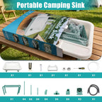 Portable Sink with Floor Stand, Hand Washing Station with Electric Faucet