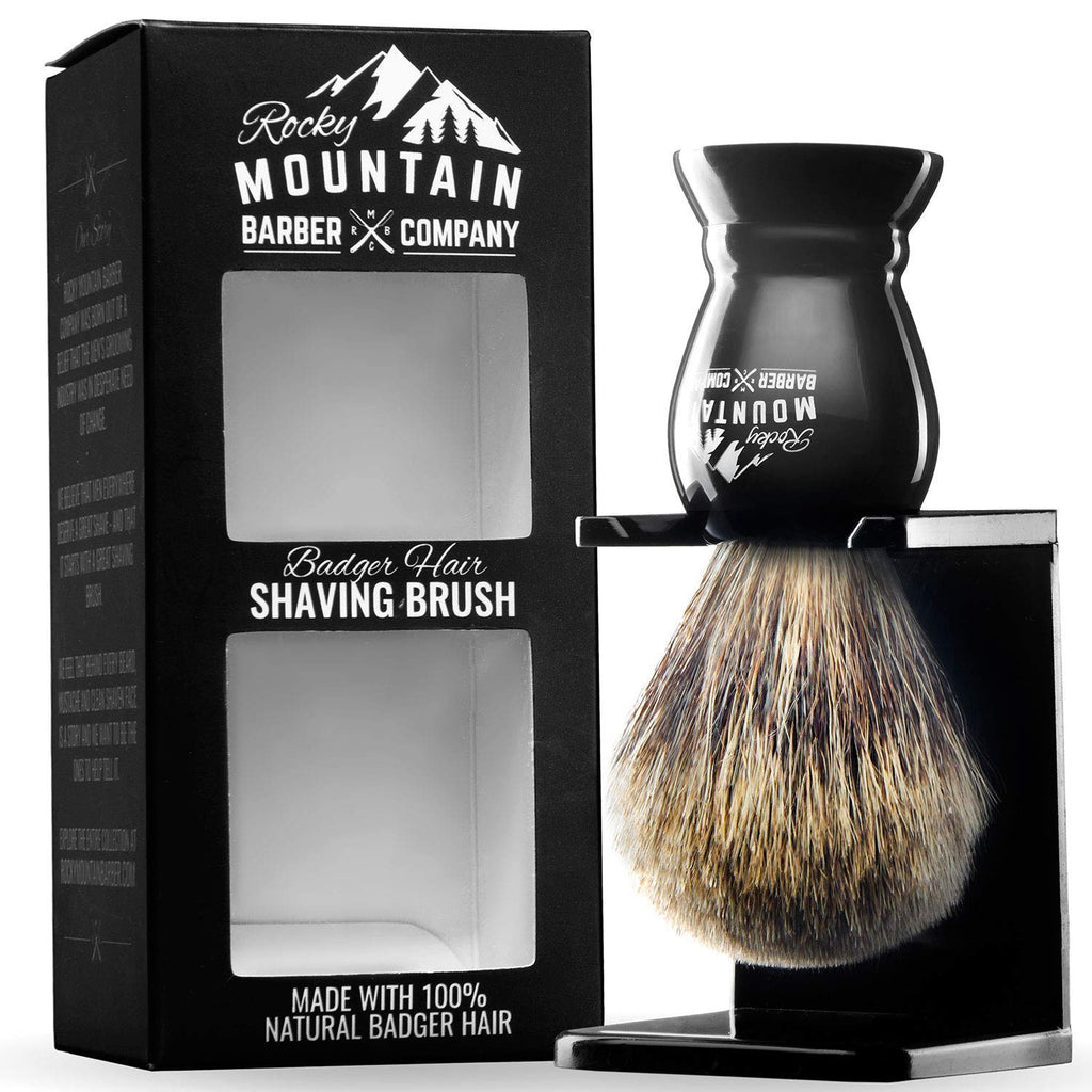 Badger Hair Shaving Brush for Men with Stand | Pure 100% Best Badger Hair, Heavy Duty Resin Handle & Oversized