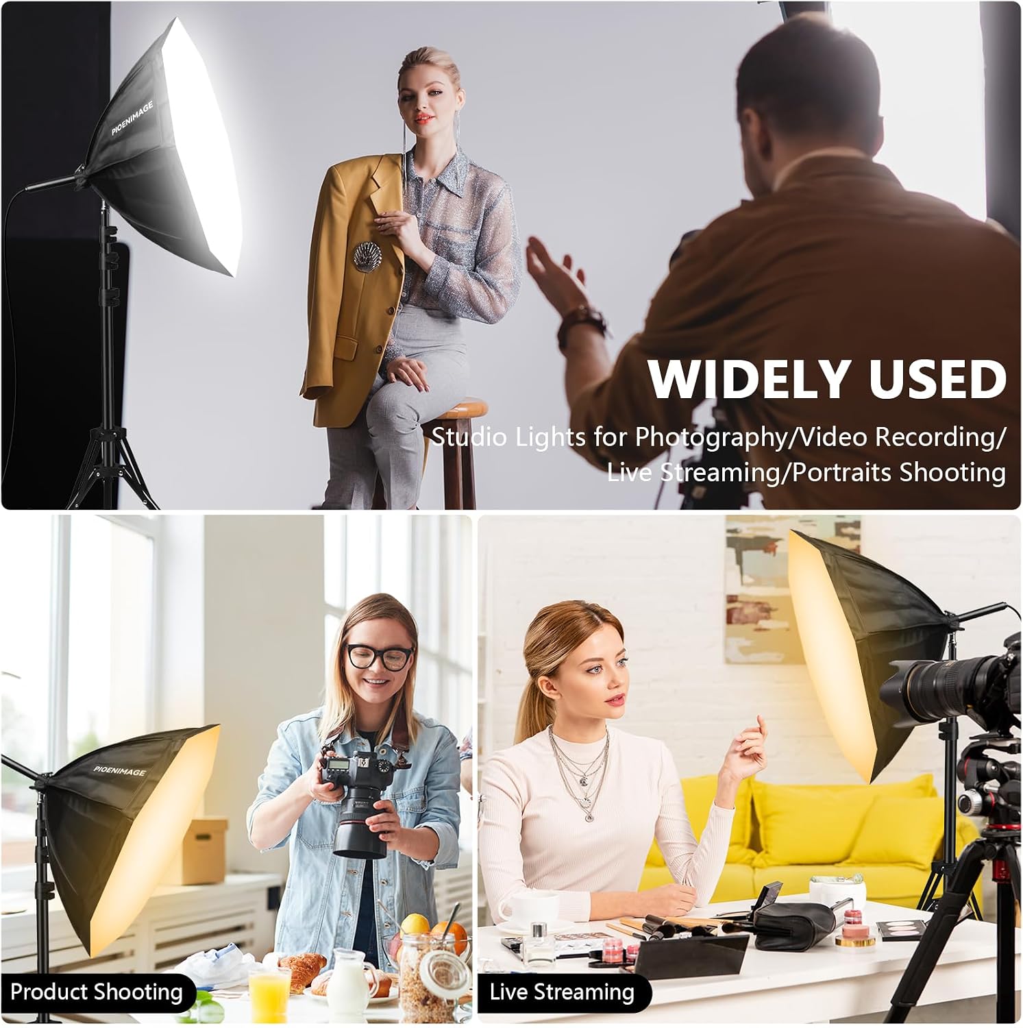 Softbox Lighting Kit, Softbox Photography Lighting Set | 21.6in Soft Box Lighting Set, Photography Lights, 85W