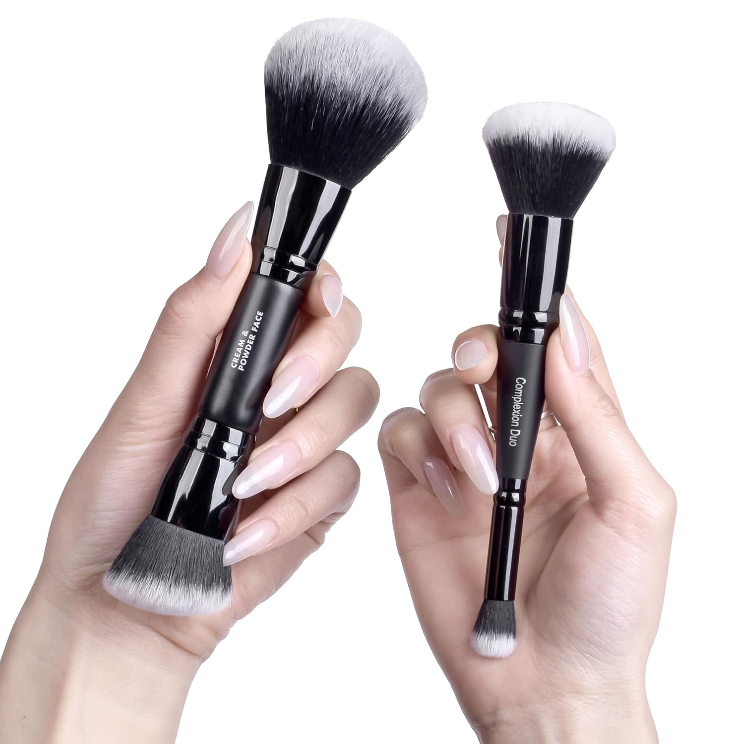 Dual Ended Cream Powder Brush and Complexion Duo Foundation Concealer Brush For Foundation, Setting Powder, Blush