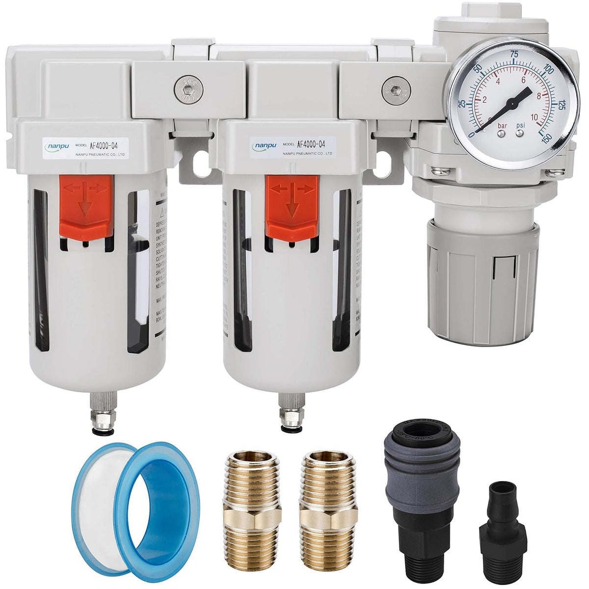 NANPU 1/2" NPT Air Drying System, 0.01-Micron Coalescing Filter Regulator