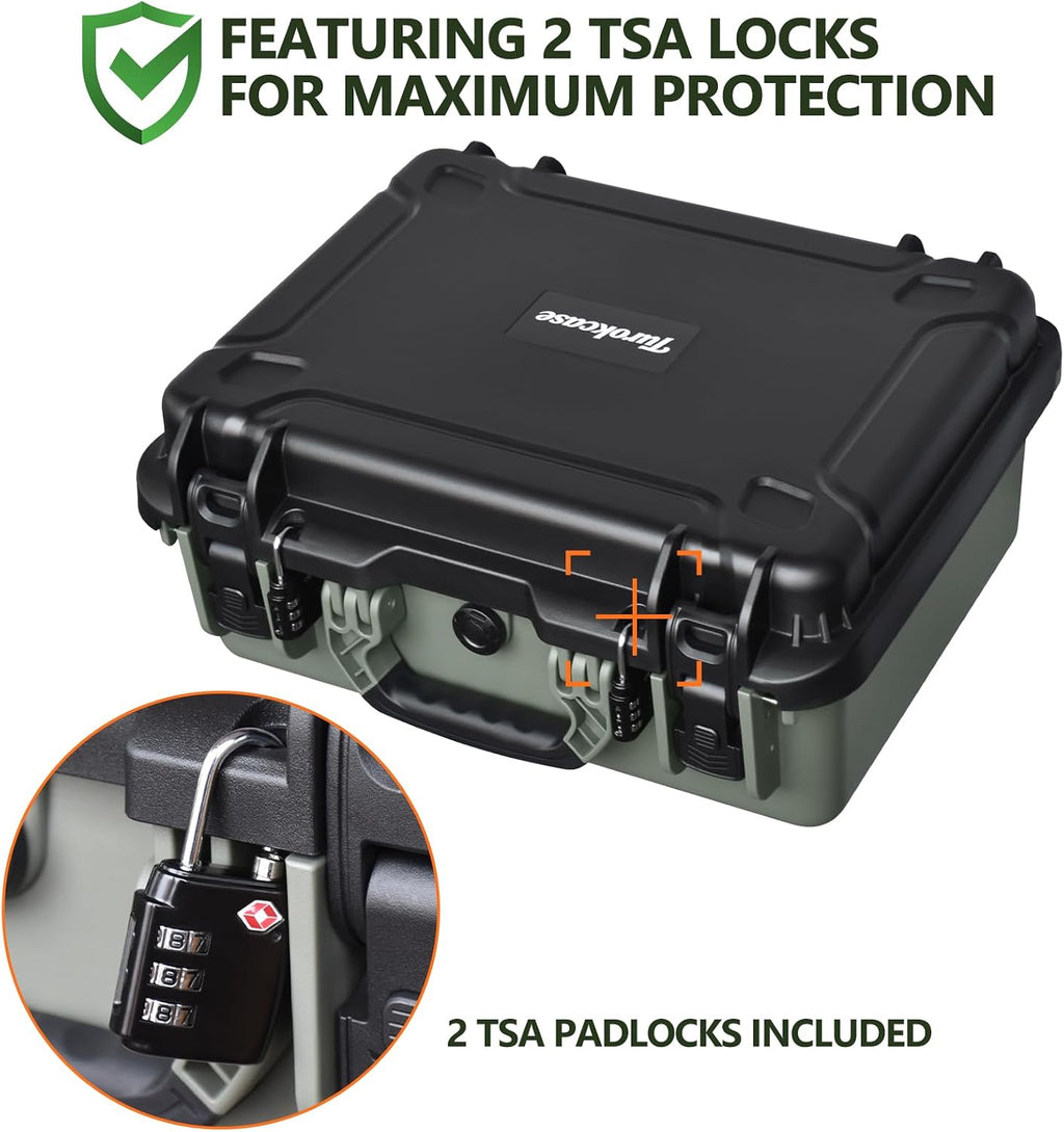 Pistol Gun Case for Multiple Handguns – TSA Approved Travel Pistol Case with 2 TSA Locks, Pre-cut Heavy Duty