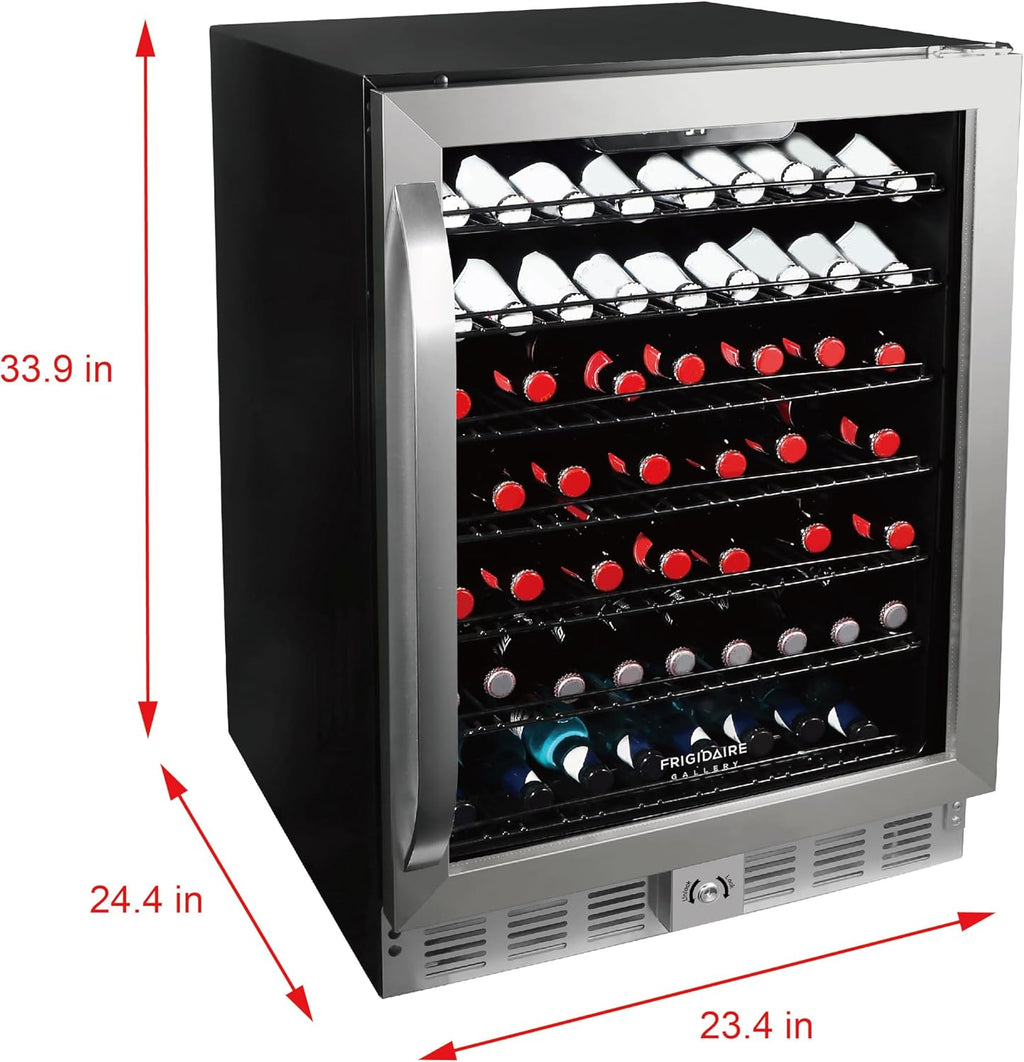 24" Wide 5.1 Cu Ft Capacity, Built-in Under Counter Beverage Fridge, Glass Front