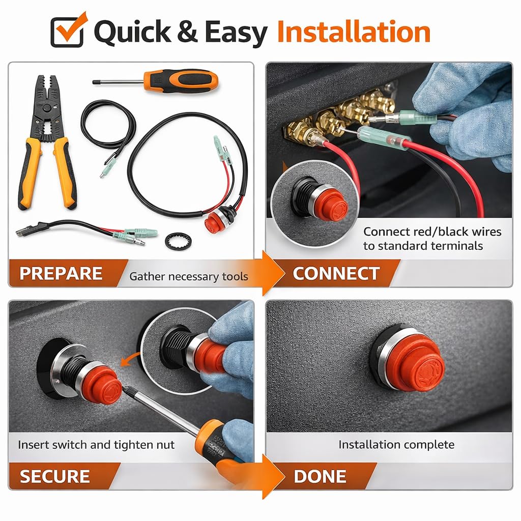 Switch, Start Stop Switch Keyless Push Button for Marine Boat Yatch Outboard Engine