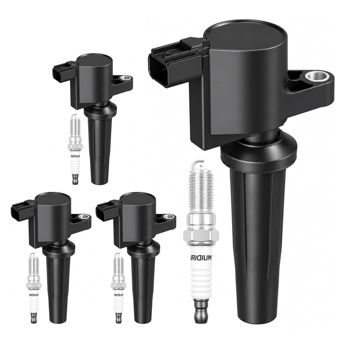 4Pcs Ignition Coil Pack FD505 & Spark Plug AP104 Fit for Ford Escape Focus