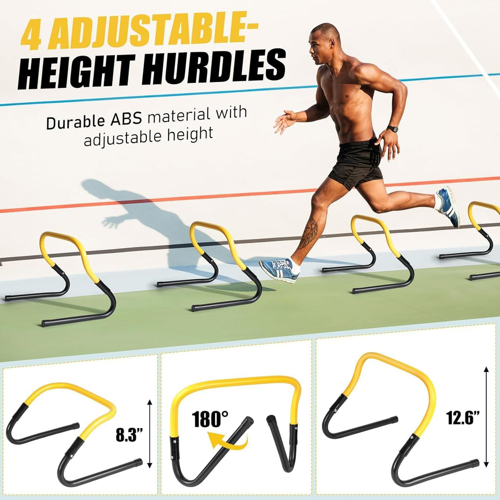 2 Pack Agility Ladder, Soccer Speed Training Equipment Set | Total 26 ft Agility Ladder, 12 Cones, 4 Adjustable