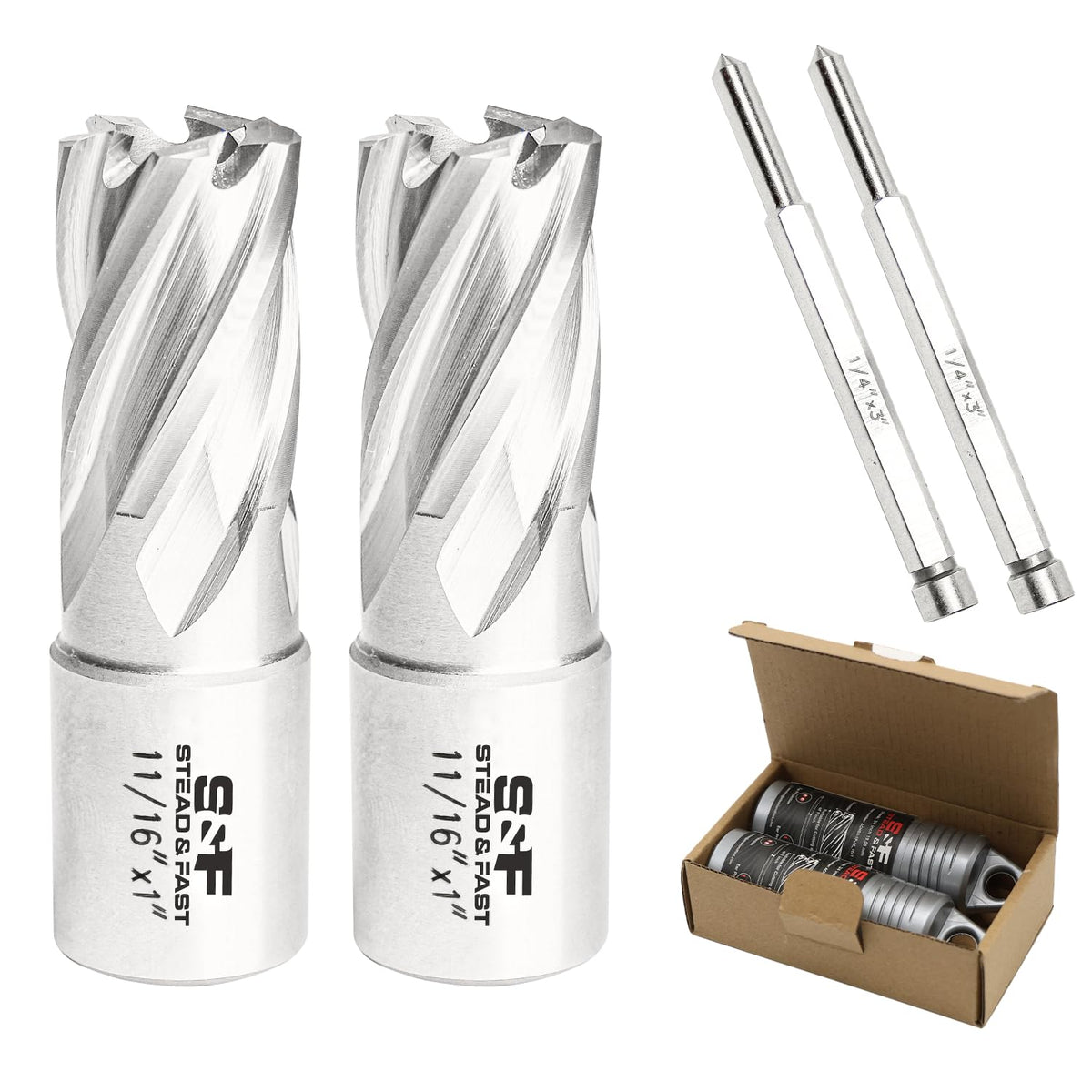 S&F STEAD & FAST Annular Cutter Set 2 Pcs, 11/16" x 1" DOC, Mag Drill Bits