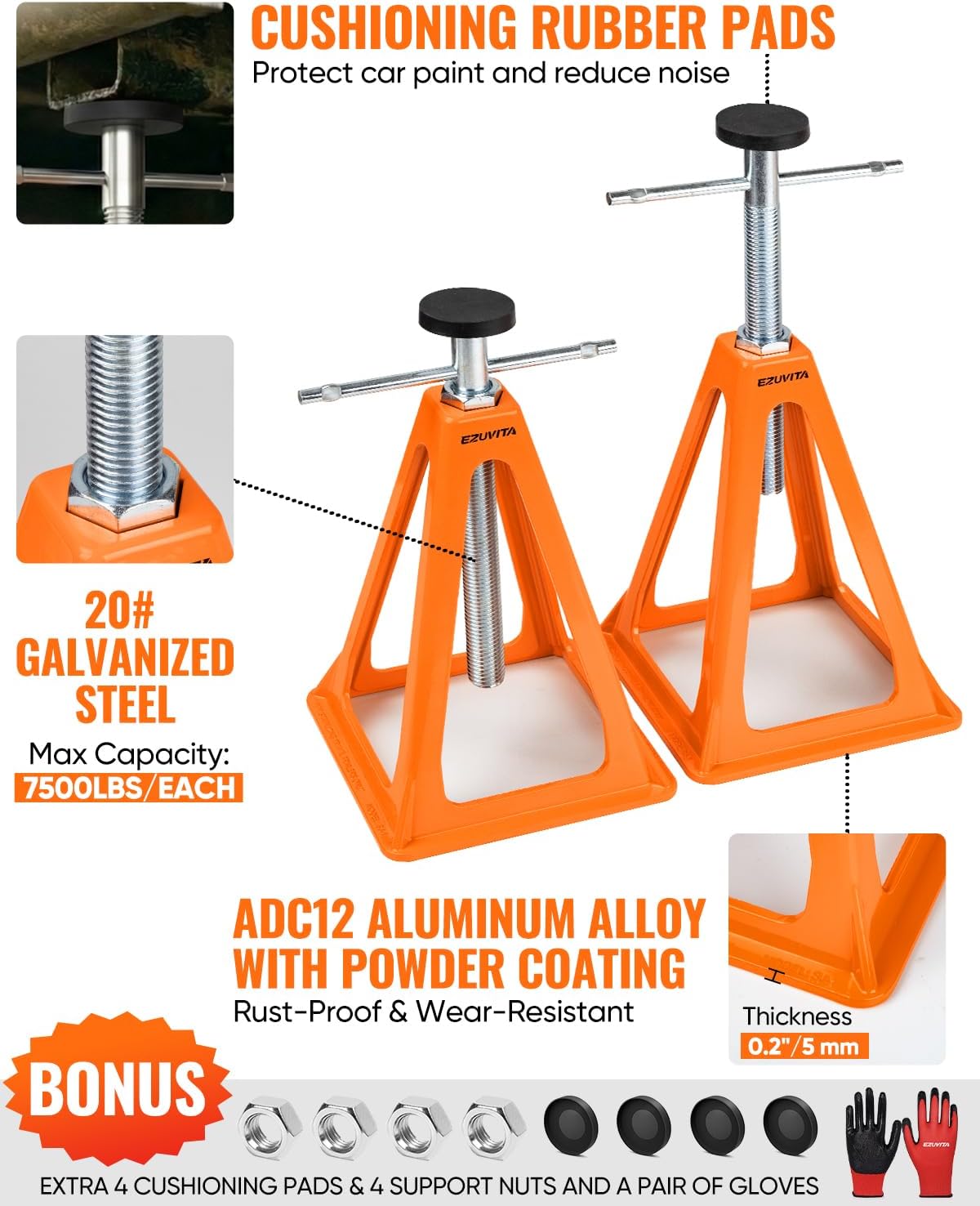 4-Pack 7500LBS RV Stabilizer Jacks | 11"-17" Adjustable Height, Cast Aluminum Construction, Travel Trailer, Camper &