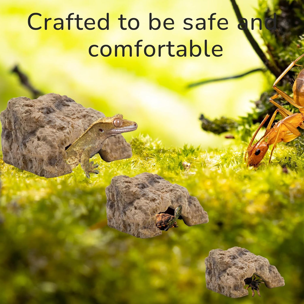 Reptile Hide for Leopard Gecko,Bearded Dragon,Ball Python & Tortoise – Terrarium Habitat Décor, Snake & Lizard