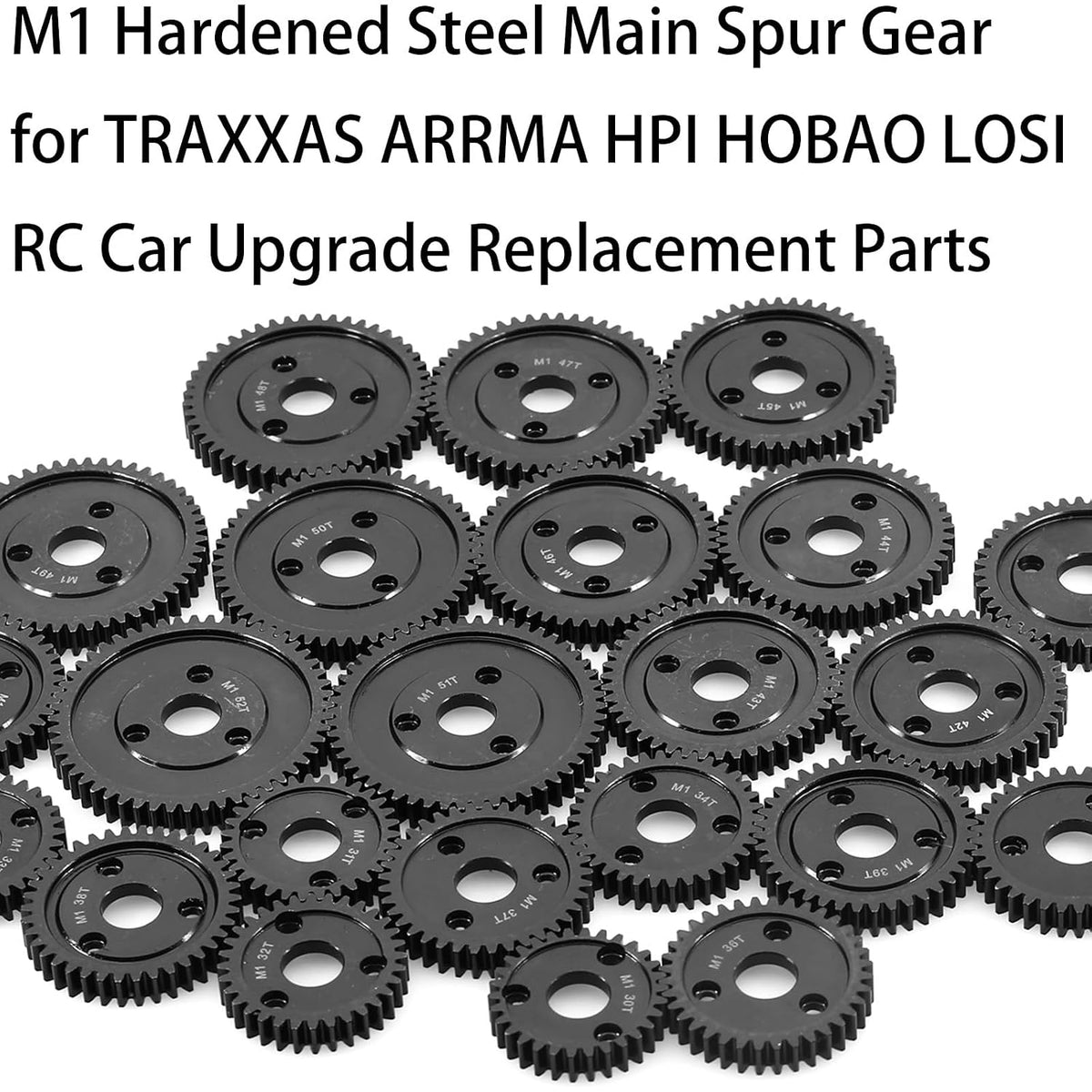 M1 Spur Gear 1.0 Metric Pitch 36-Tooth, 30T 32T 34T 36T 38T 40T 42T 44T 46T 48T 50T 52T Spur Gear Mod 1 for TRAXXAS Slayer Pro 4X4 Revo 3.3 ARRMA HPI HOBAO LOSI, Hardened Steel Upgrade Part Gear (36T)