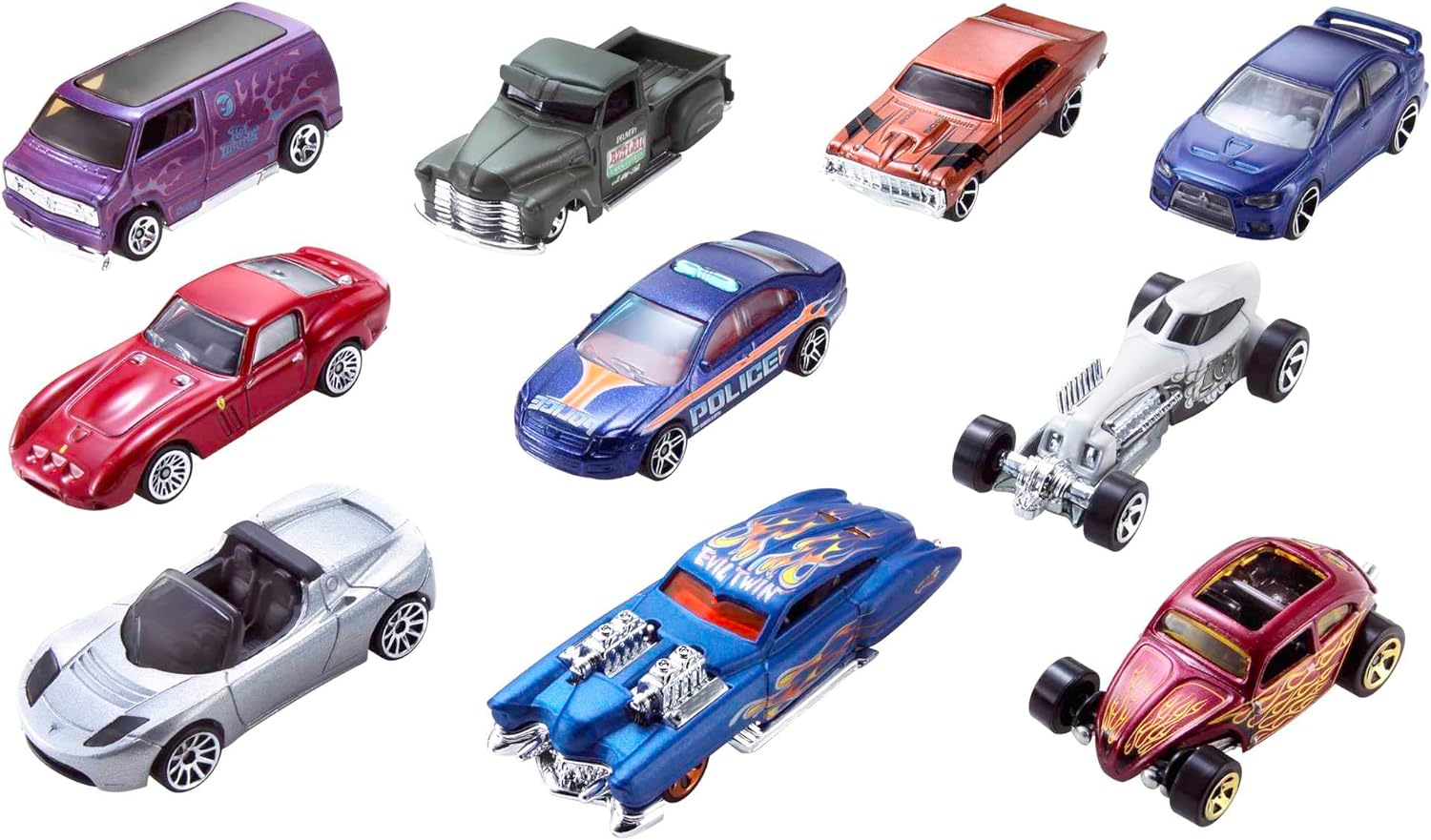 Hot Wheels 10-Pack (Styles May Vary) | Multipack of 10 of Toy Trucks & Cars in 1:64 Scale, Instant Collection for