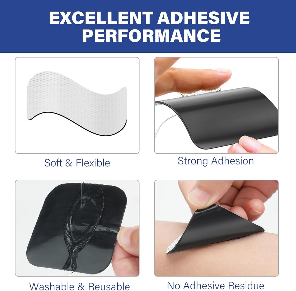 TENS Unit Electrode Pads, 40PCS 2"x2" for EMS Muscle Stimulator Electrotherapy, Self-Adhesive Replacement, Reusable