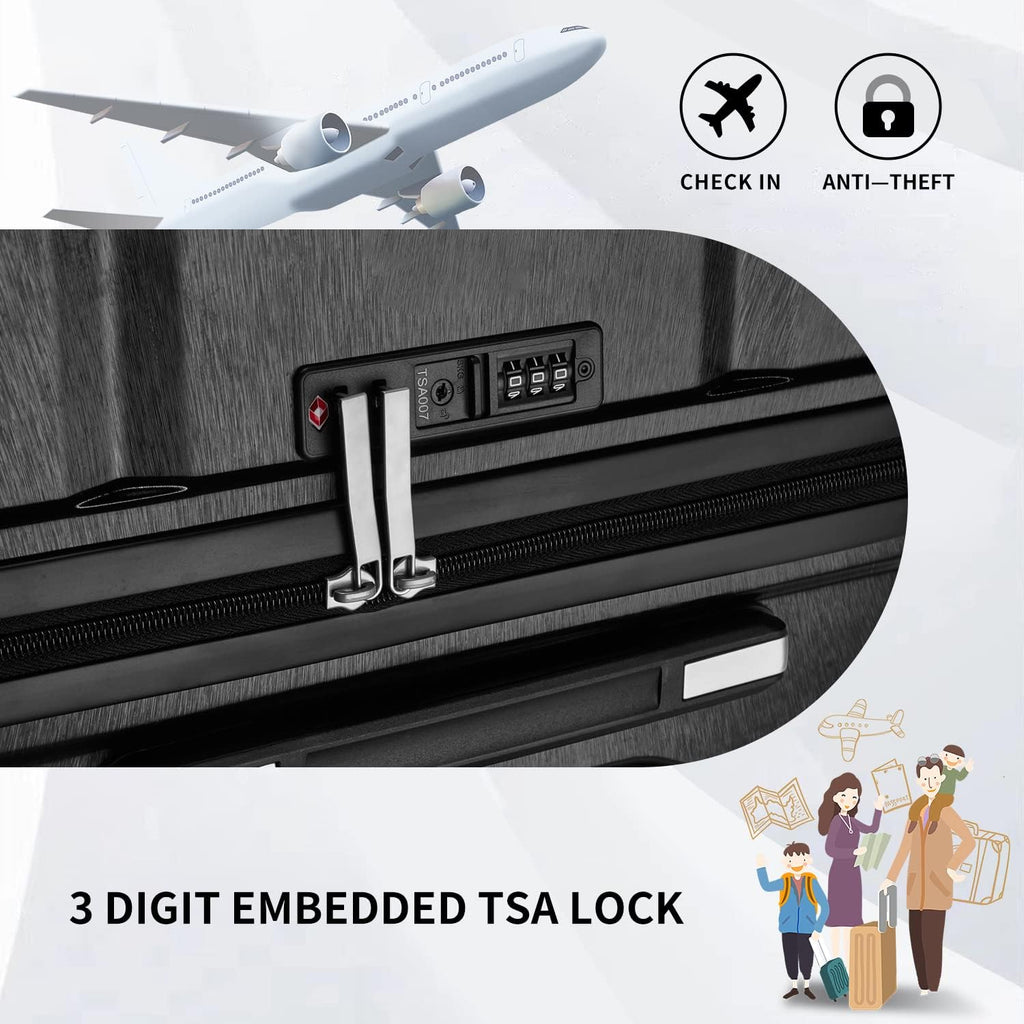 Luggage Sets,Lightweight Hard Shell Suitcase Set with Spinner Wheels,Hardside Luggage 3-Piece Set with TSA Lock
