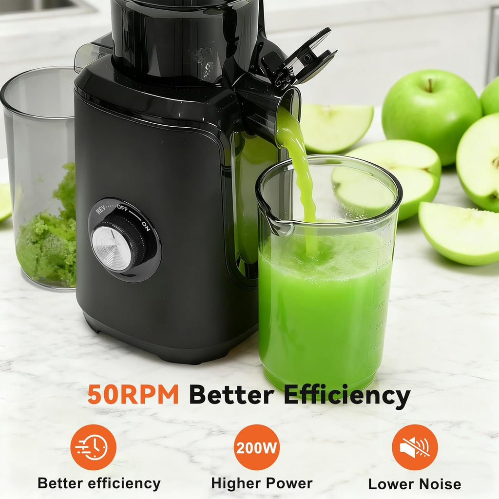 Cold Press Juicer Machines for Vegetables & Fruits, Black | Slow Masticating Juicer Machine with Reverse Function