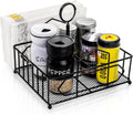 Metal Napkin Holder with Salt and Pepper Shakers, 2-in-1 Condiment Holder for Table, 4 Compartment Restaurant Wrought